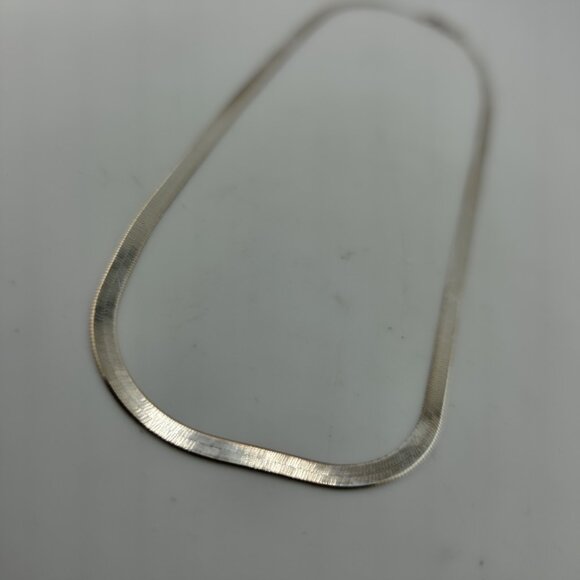 Italy 925 Sterling Silver Herringbone Chain 17” 3mm Lobster Clasp Necklace - Picture 2 of 11